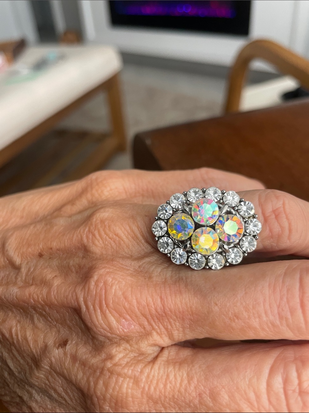 Iridescent & Clear like Crystal Cluster Ring